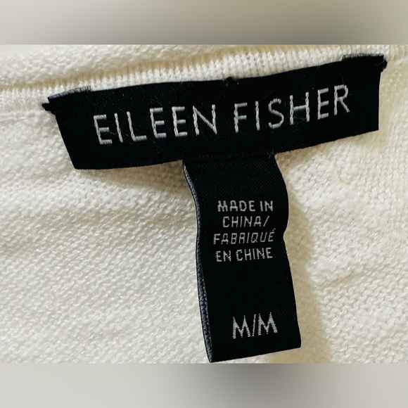 Eileen Fisher, linen and cotton, white sweater, high/low hem. Size medium. - Picture 4 of 5